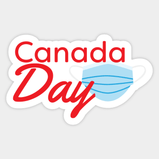 Canada Day 2020 - Red text and Blue face mask Sticker